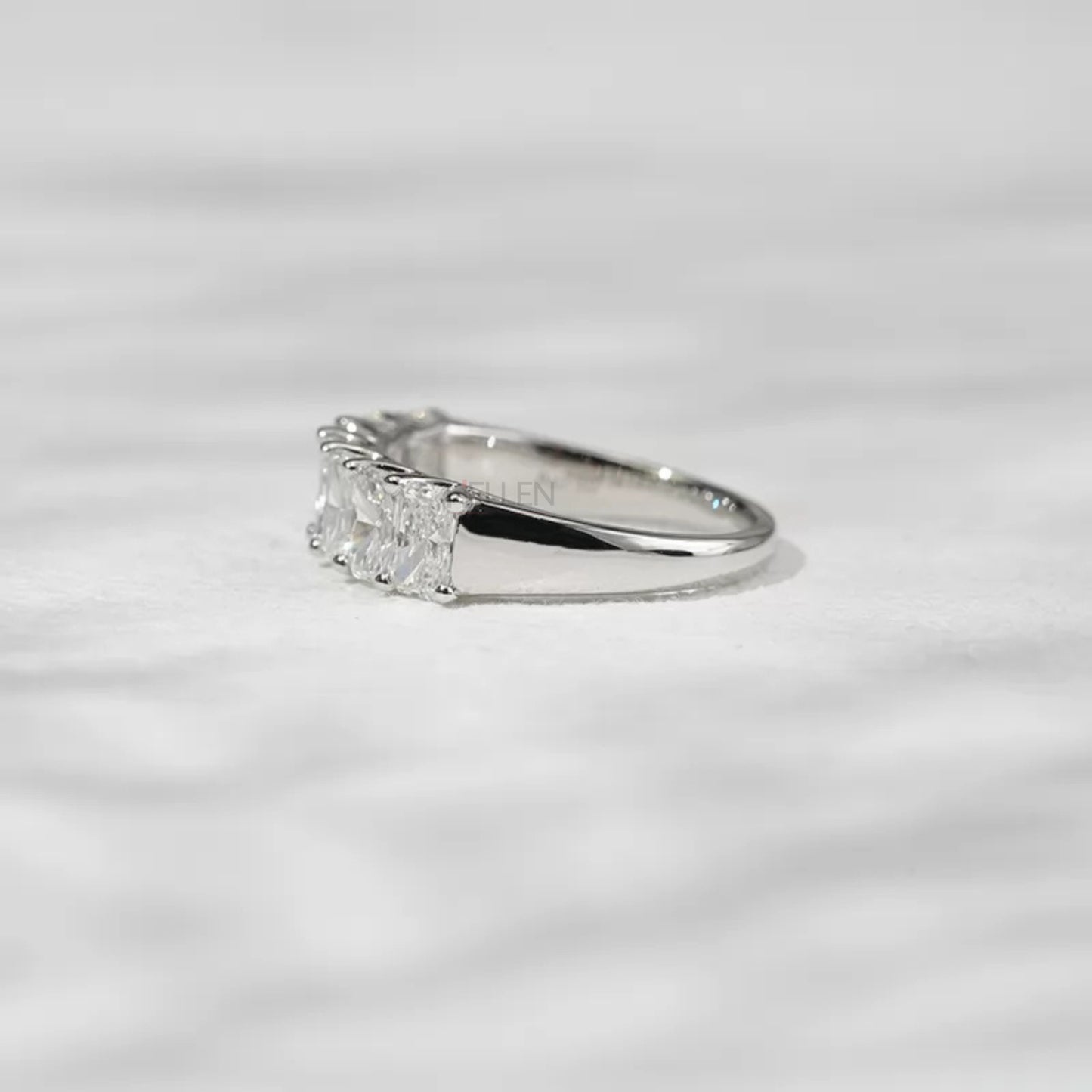 Radiant Cut Moissanite Sterling 925 Half Eternity Band