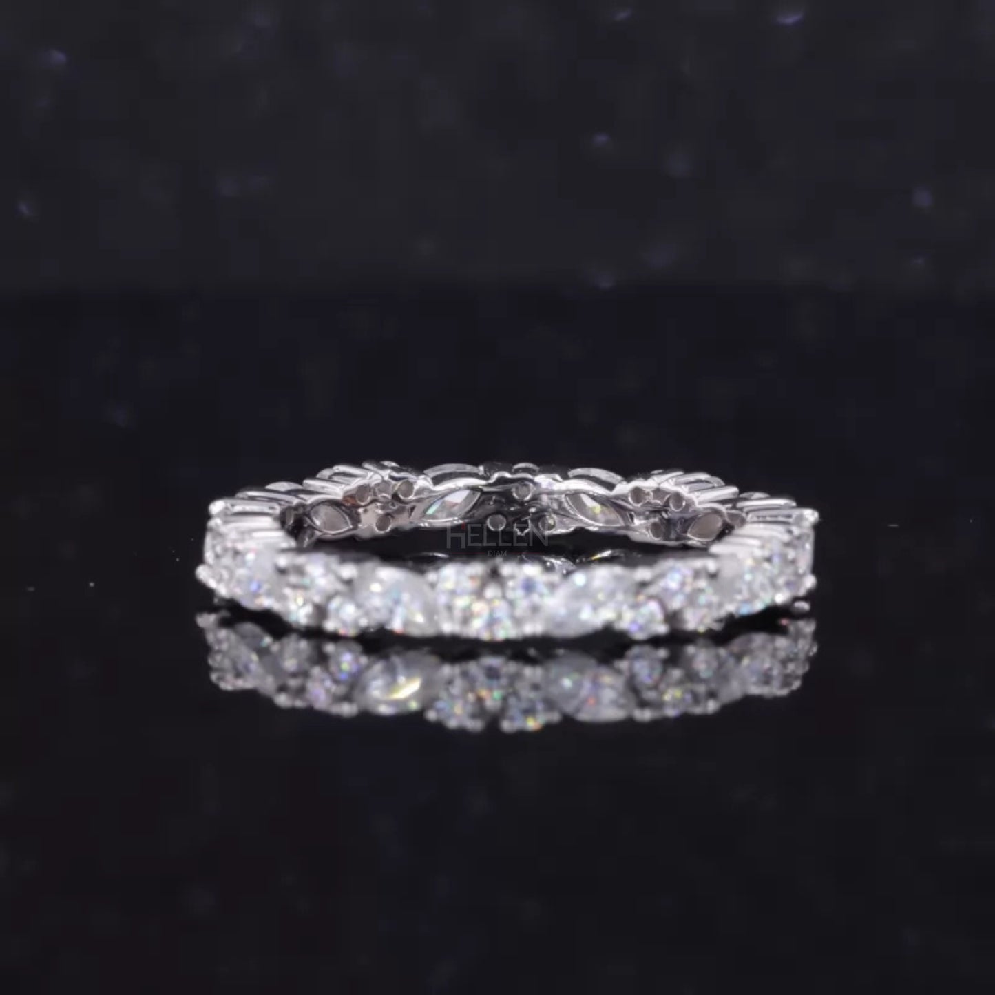 Marquise & Round Moissanite Eternity Wedding Band – 925 Silver