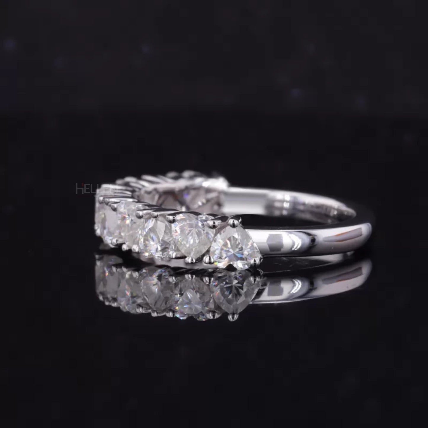 Heart Cut Moissanite Half Studded Anniversary Ring