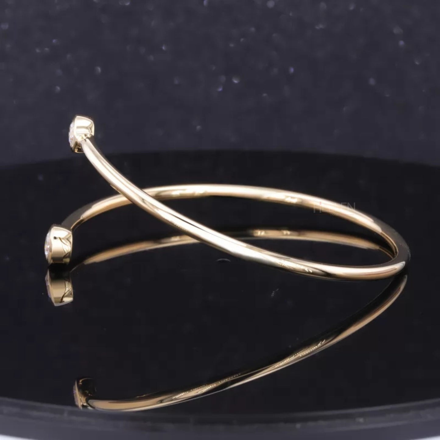 Open Gap Flexible Bracelet with Round Cut Solitaire Moissanite