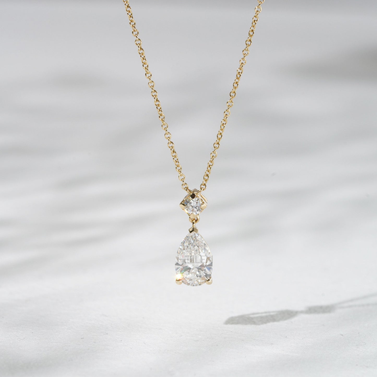 Sparkling Pear Cut Moissanite Drop Necklace for Bridesmaids