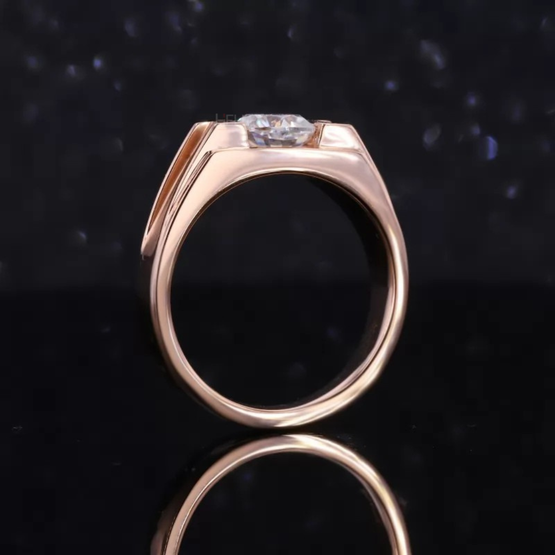 Cushion Cut Moissanite Men's Engagement Ring with Matt Finishing