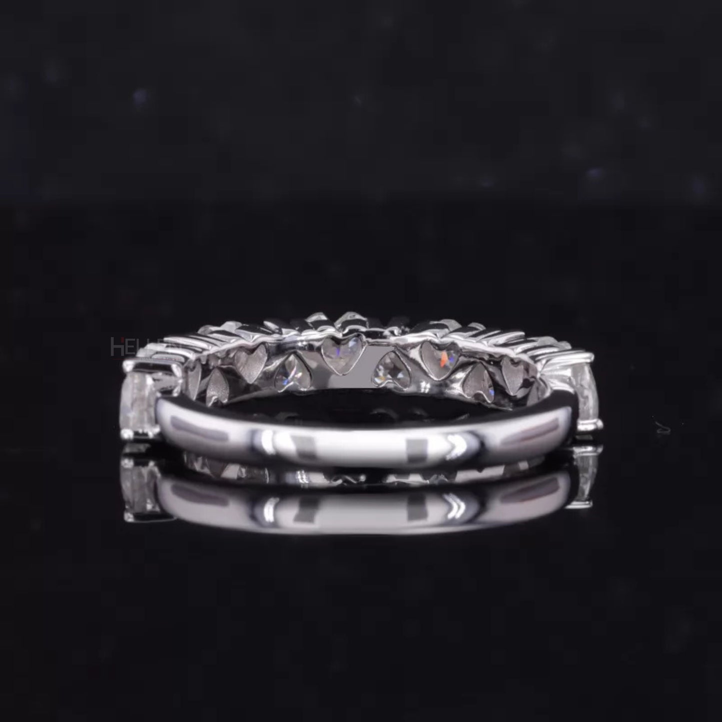 Heart Cut Moissanite Half Studded Anniversary Ring