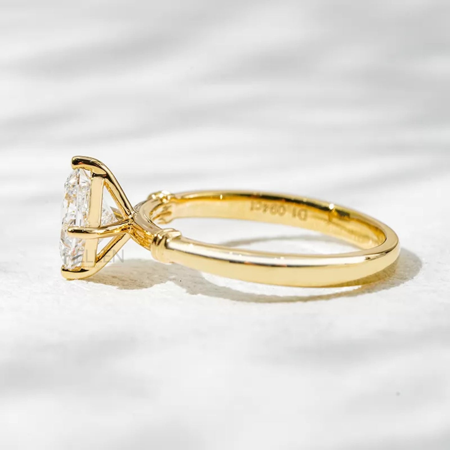 Unique Setting Princess Cut Solitaire Moissanite Engagement Ring