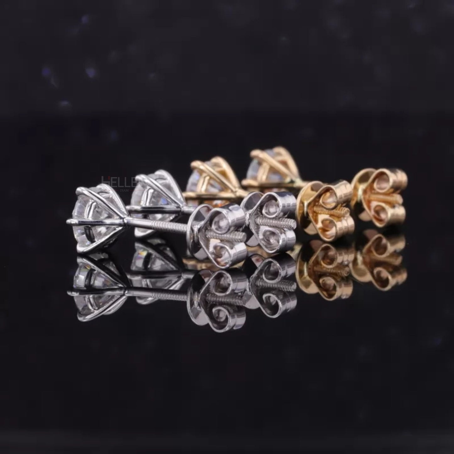 Round Cut VVS Moissanite Stud With 6 Claw Prongs