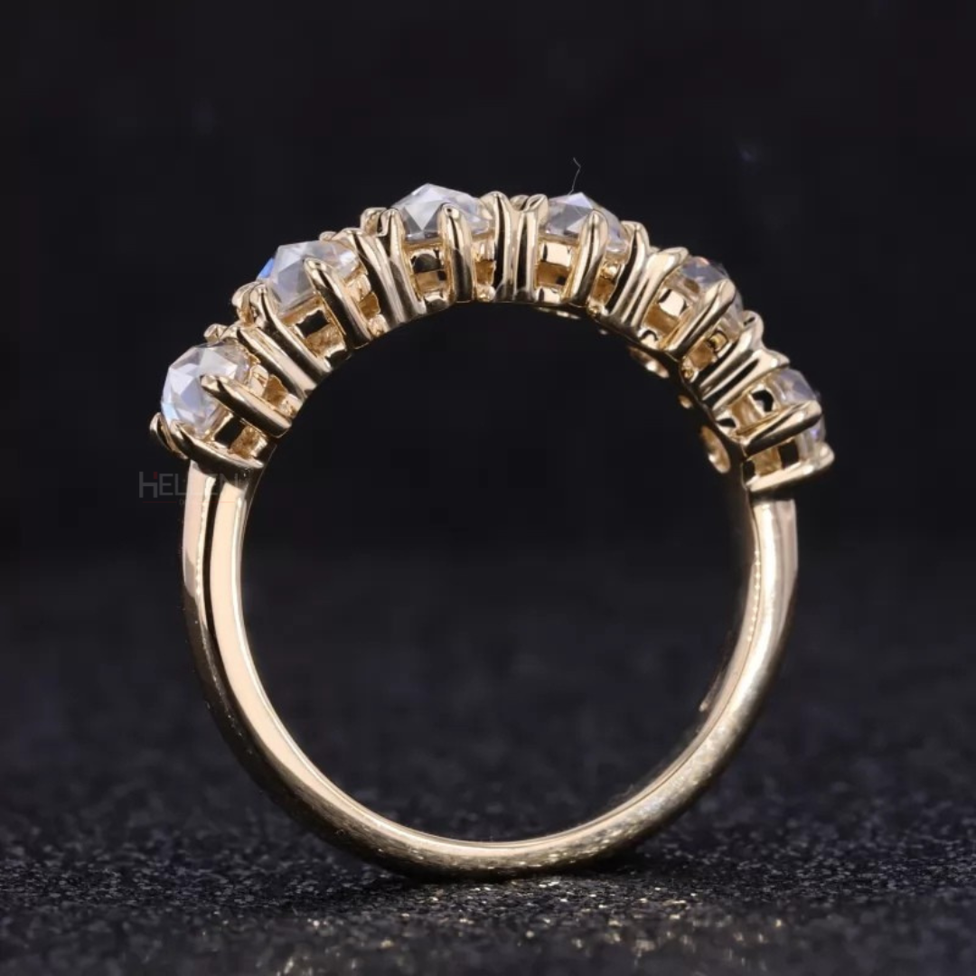 Rose Cut Moissanite Band with Unique Upside Down Setting.