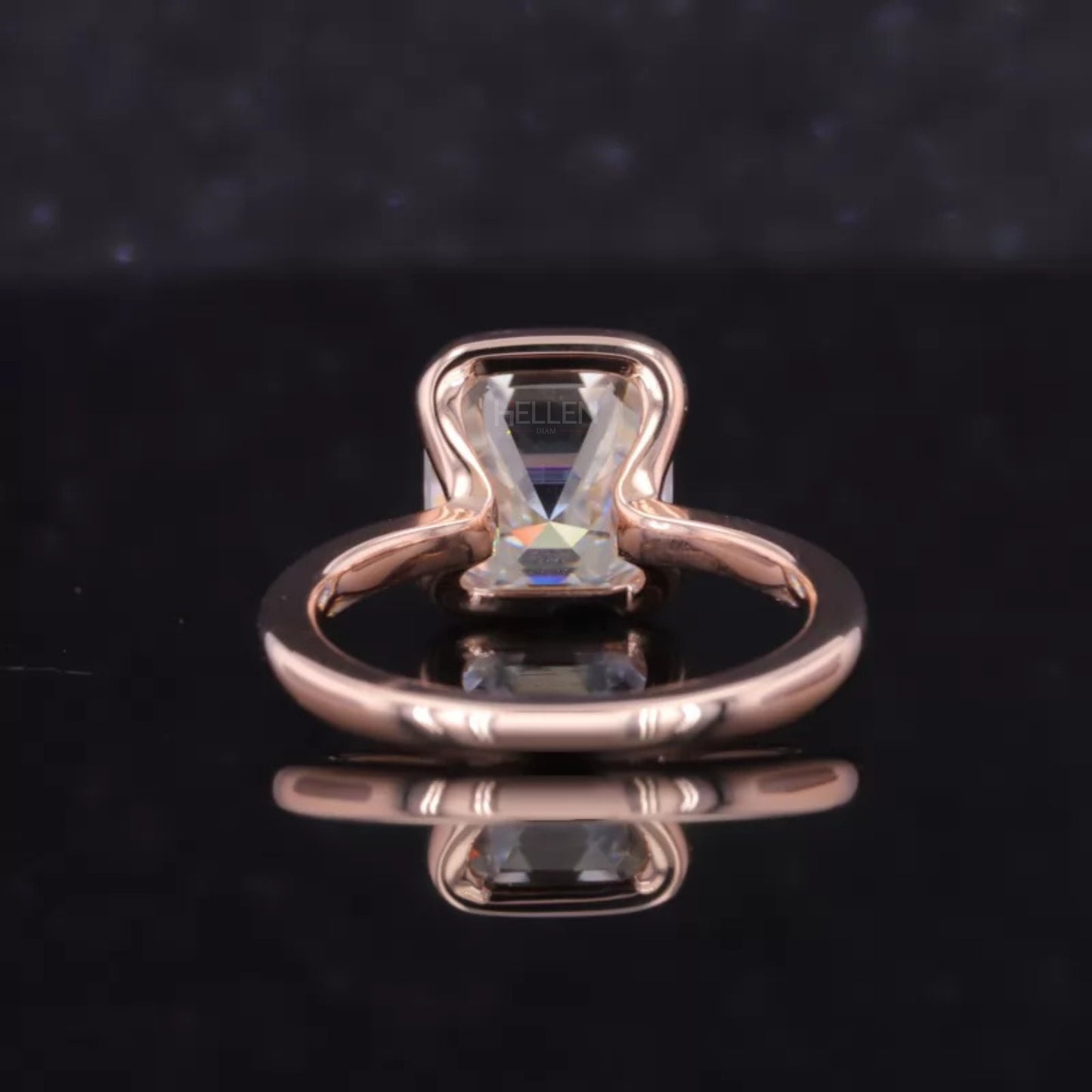Asscher Cut Moissanite Solitaire Engagement Ring With Unique setting
