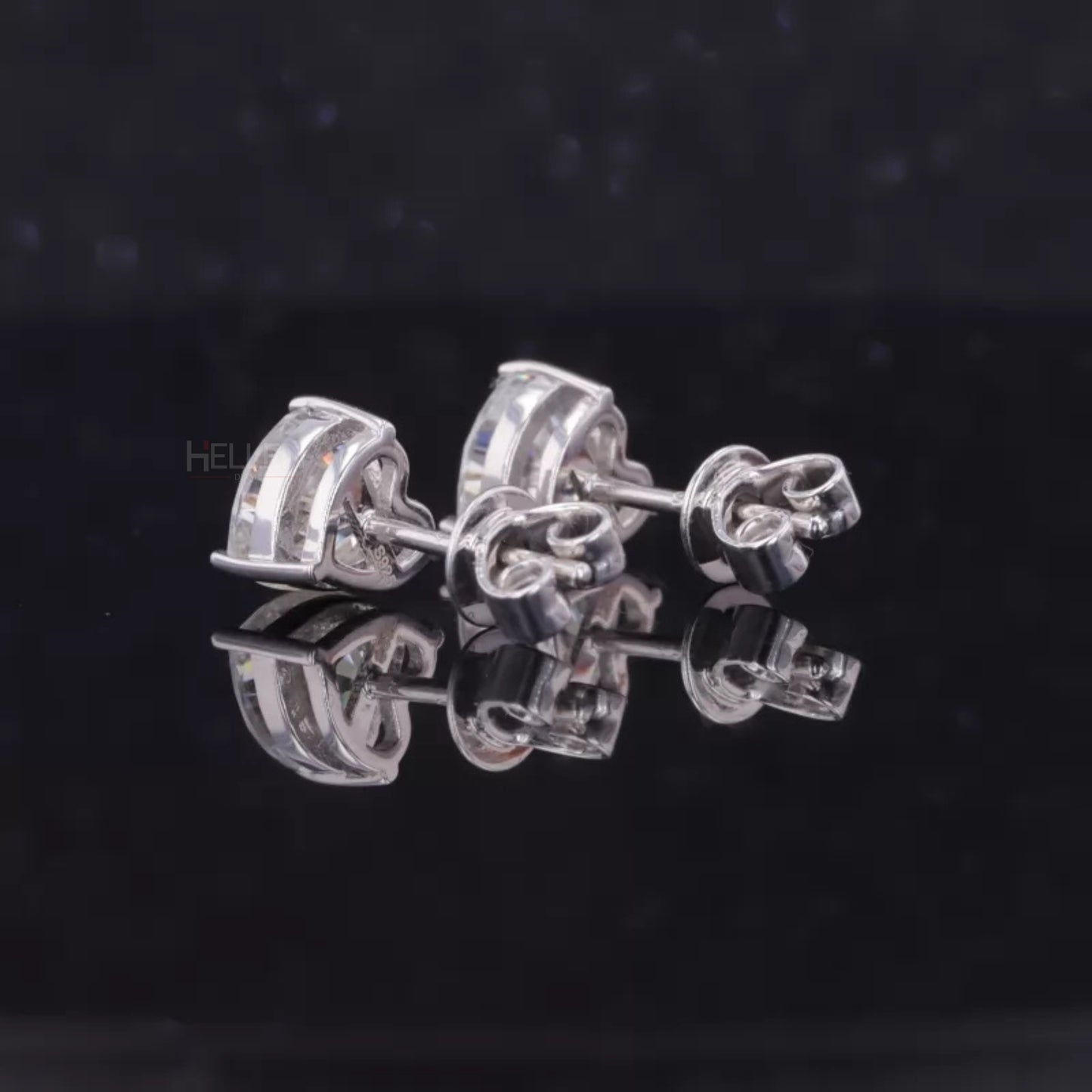 Stunning Heart Cut VVS Moissanite Stud With 3 Prongs