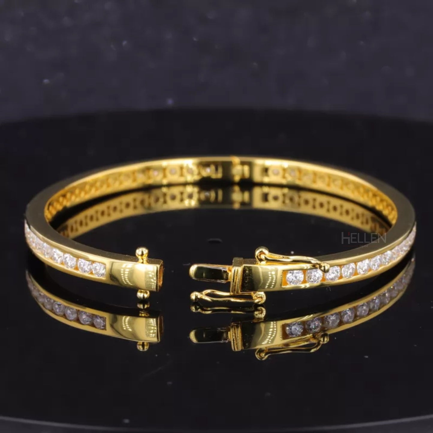 Gold Plated Moissanite Iconic Band Channel Setting Bracelet