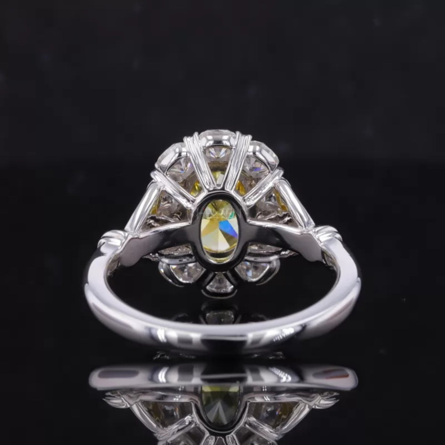Halo Ring with Yellow Sapphire & Moissanite – Sterling Silver
