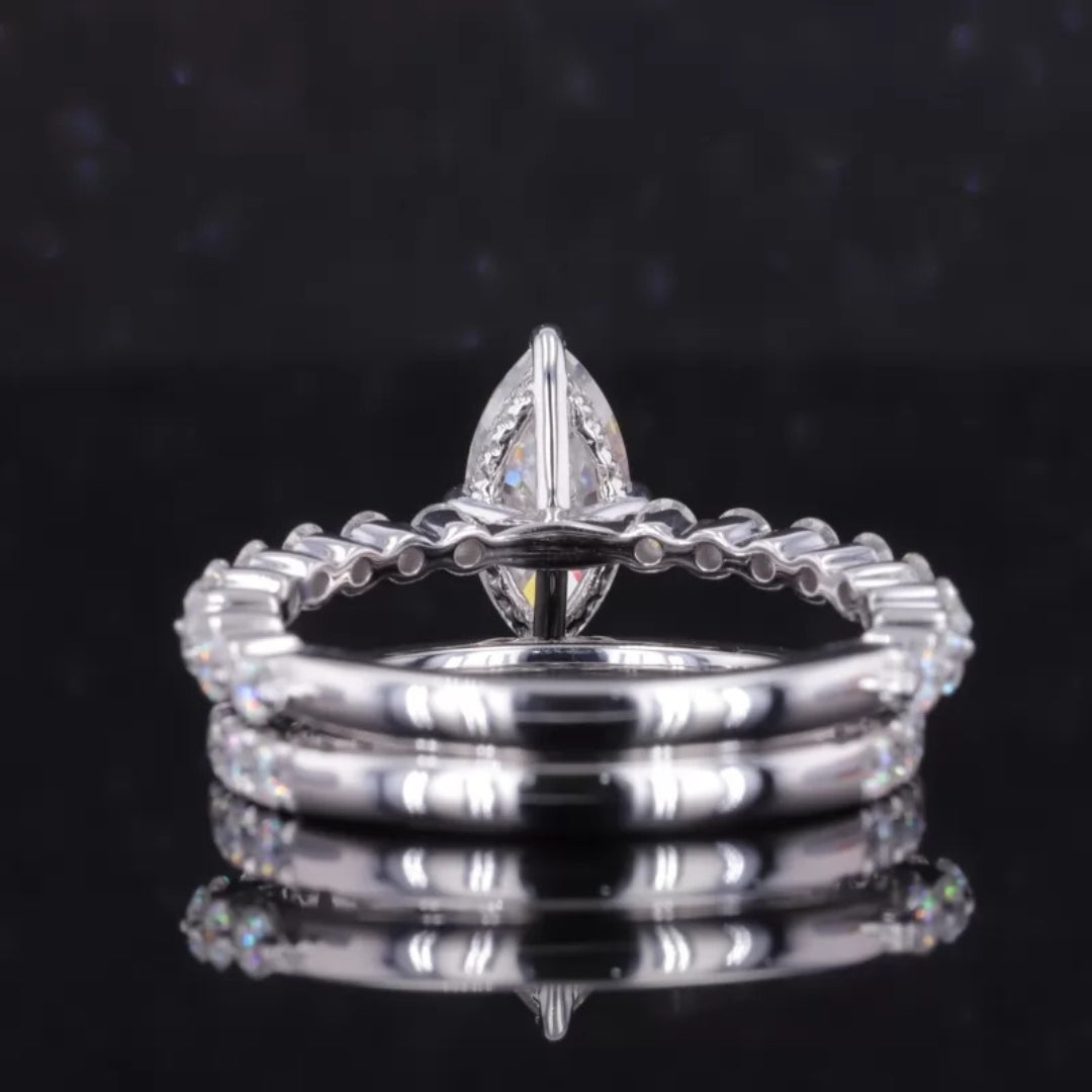 Marquise Solitaire Ring with Stackable Half-Round Eternity Band