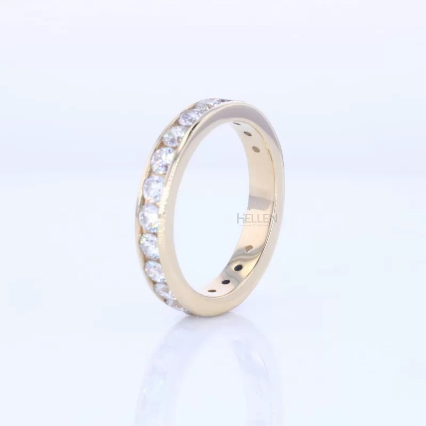 Round Cut Moissanite Channel Setting Full Eternity Wedding Band