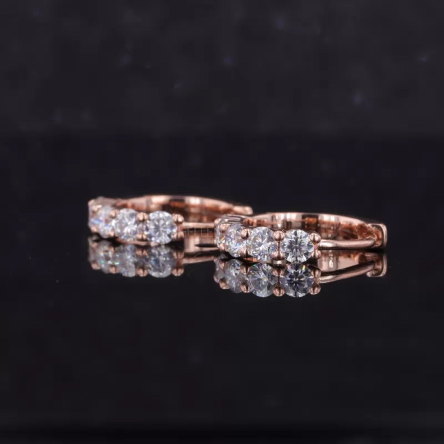 Moissanite Hoop Earrings - Elegant Sterling Silver Huggie Hoops