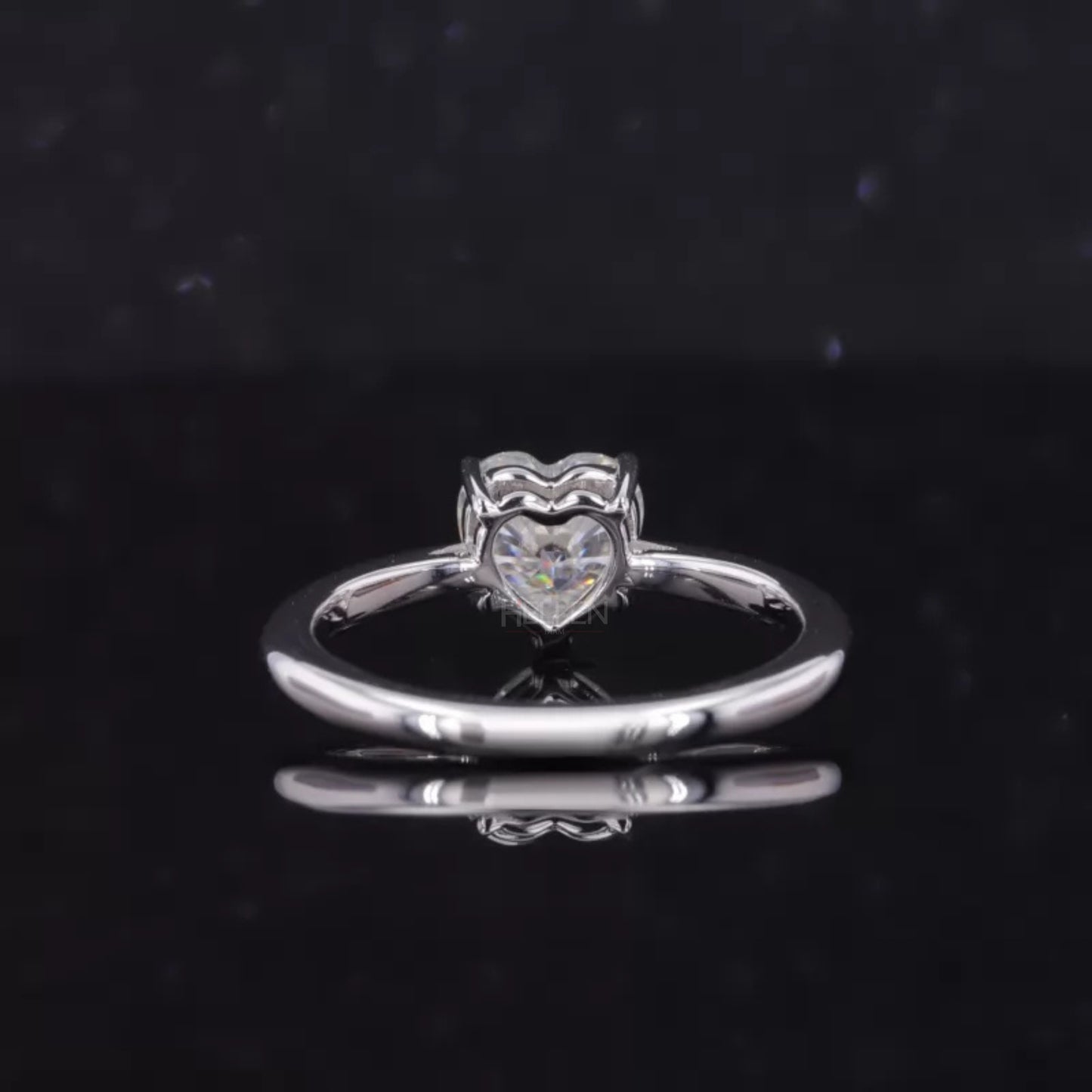 Heart Cut Solitaire Moissanite Claws Prong Sterling 925 Engagement Ring
