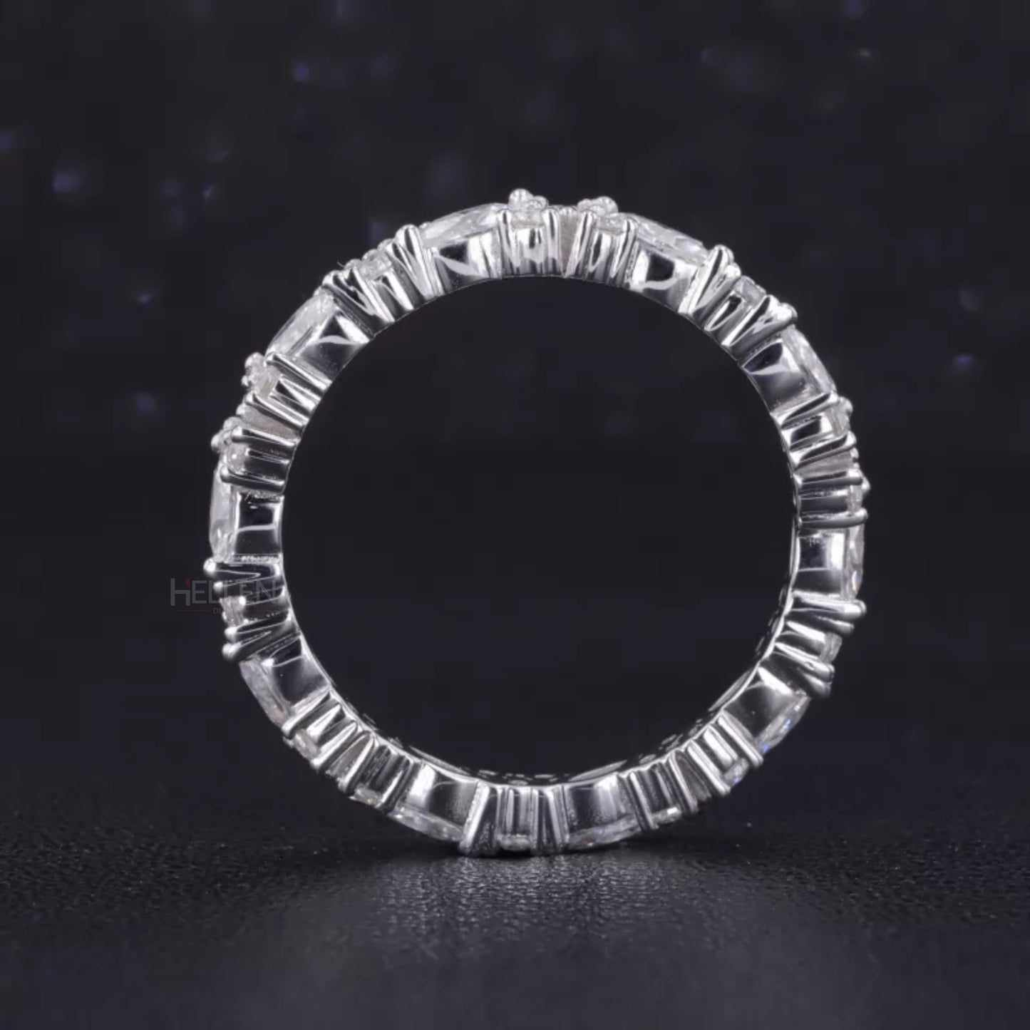 Marquise & Round Moissanite Eternity Wedding Band – 925 Silver