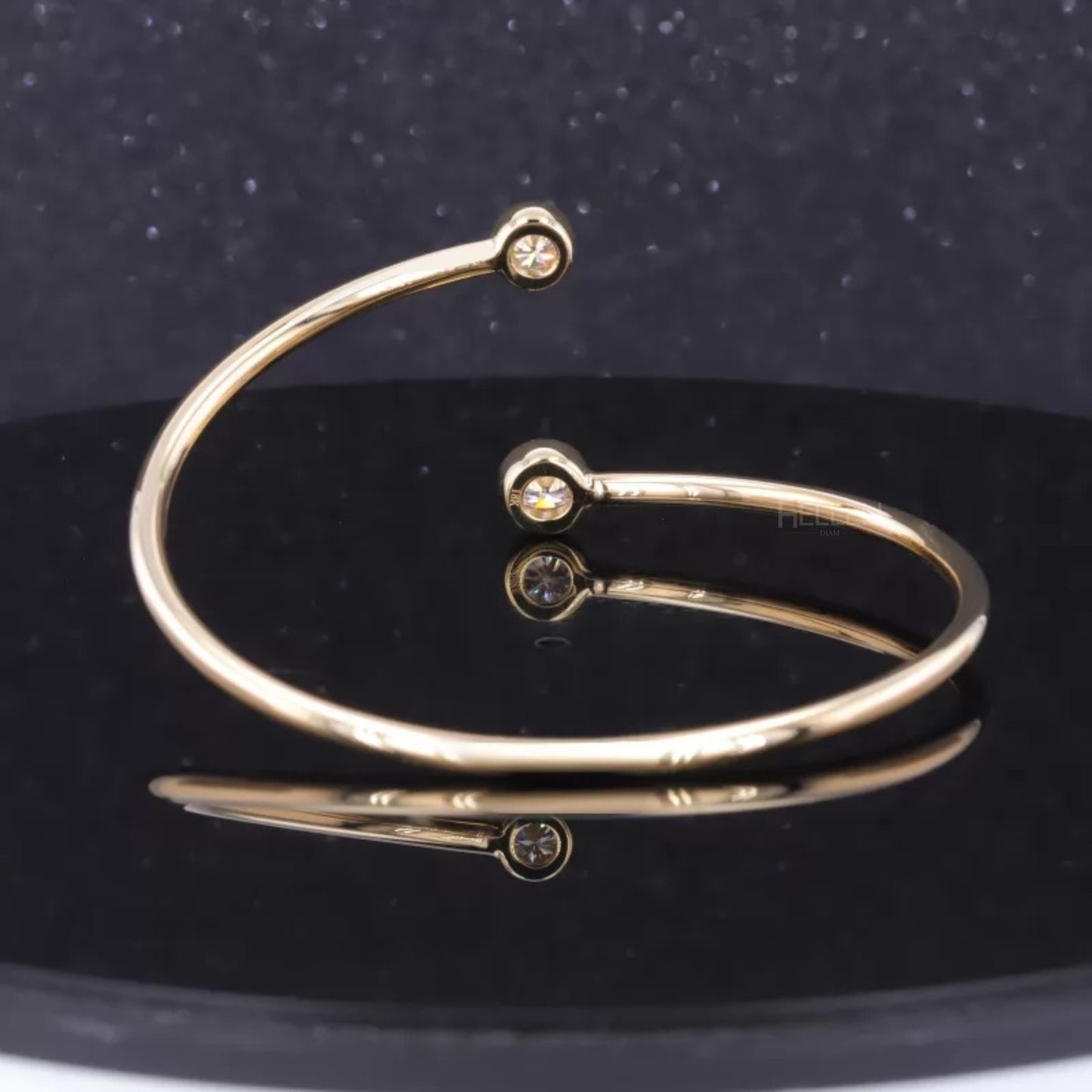 Open Gap Flexible Bracelet with Round Cut Solitaire Moissanite
