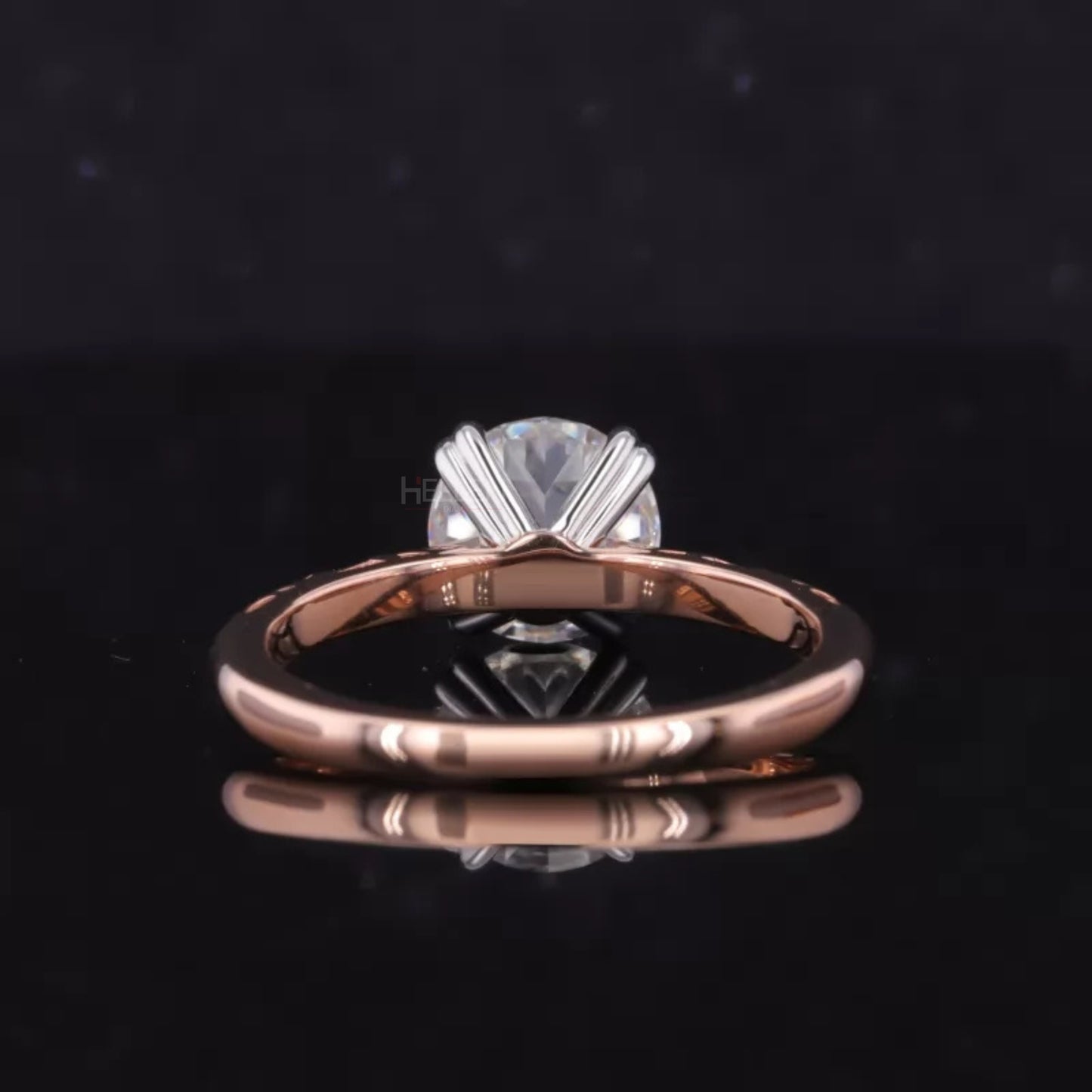 Old European Cut Moissanite with Heart Prongs Solitaire Ring