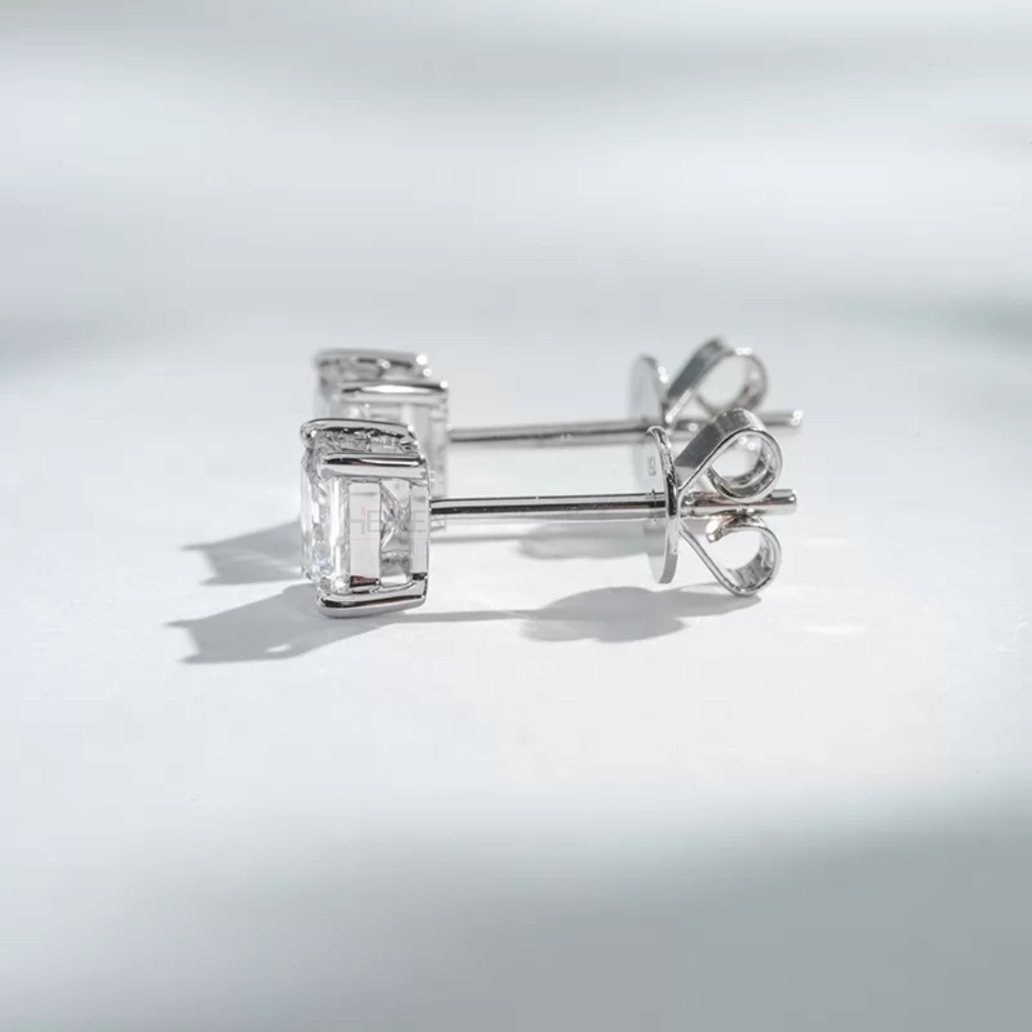 Princess Cut Solitaire Moissainte Studs-Sterling Silver 925