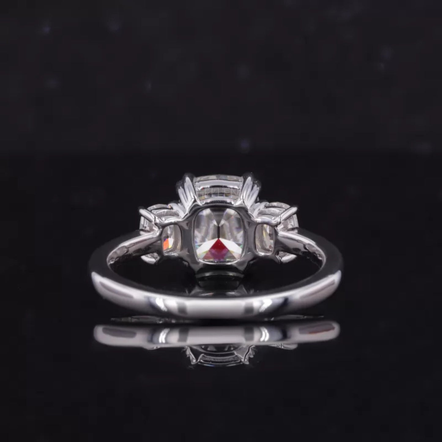 Cushion Old Mine Cut 3 Stone Bridal Ring