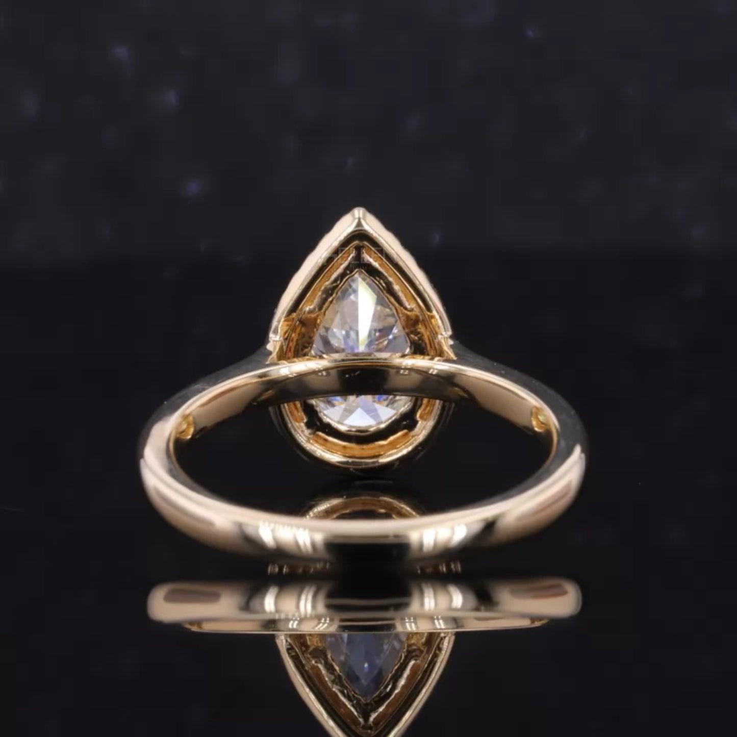 Pear Cut Halo Moissanite Engagement Ring