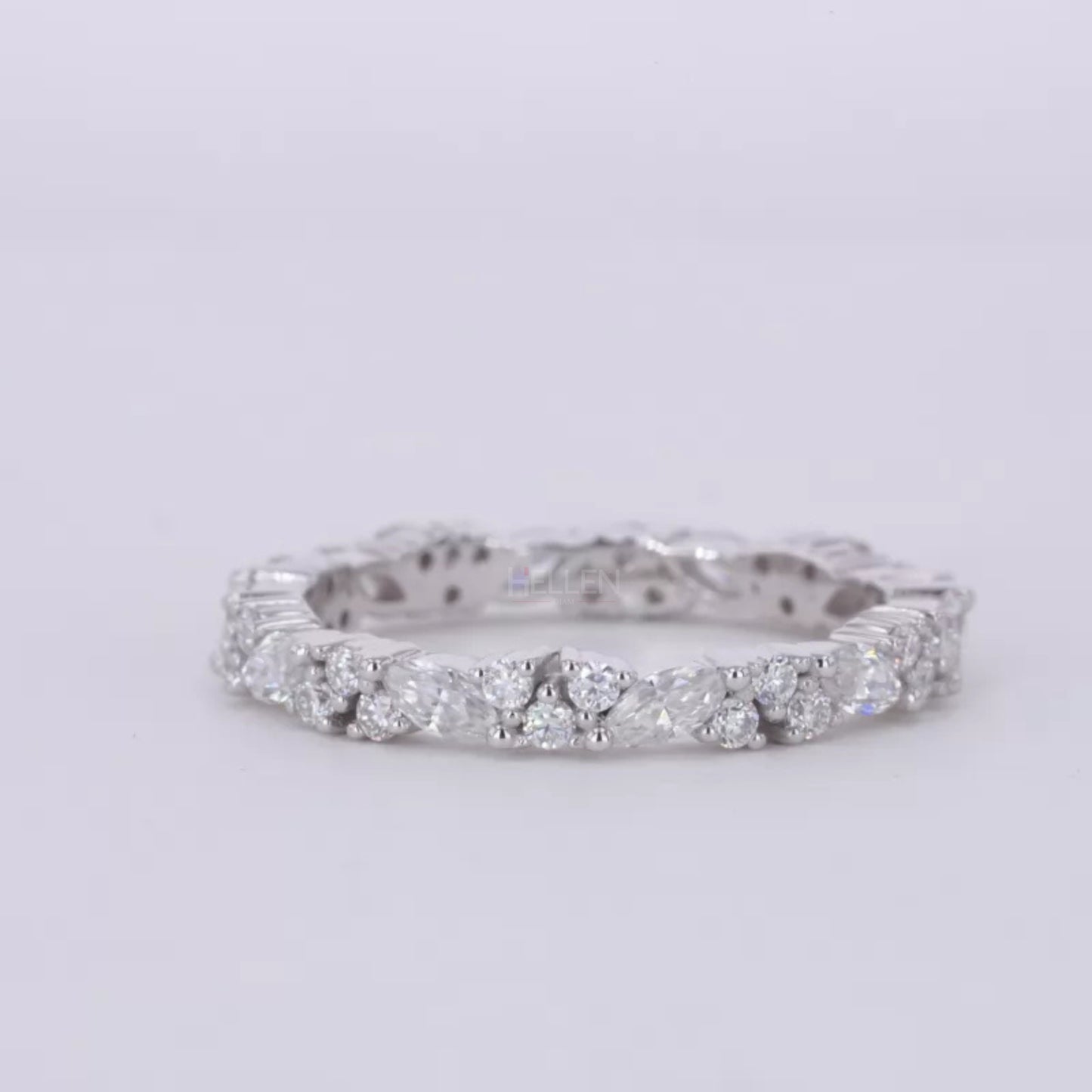 Marquise & Round Moissanite Eternity Wedding Band – 925 Silver