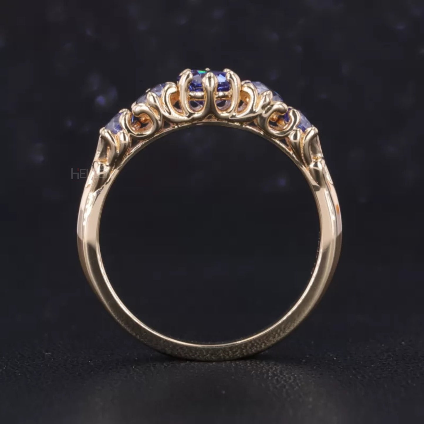 5 stone Purple Sapphire Gemstone Anniversary Ring