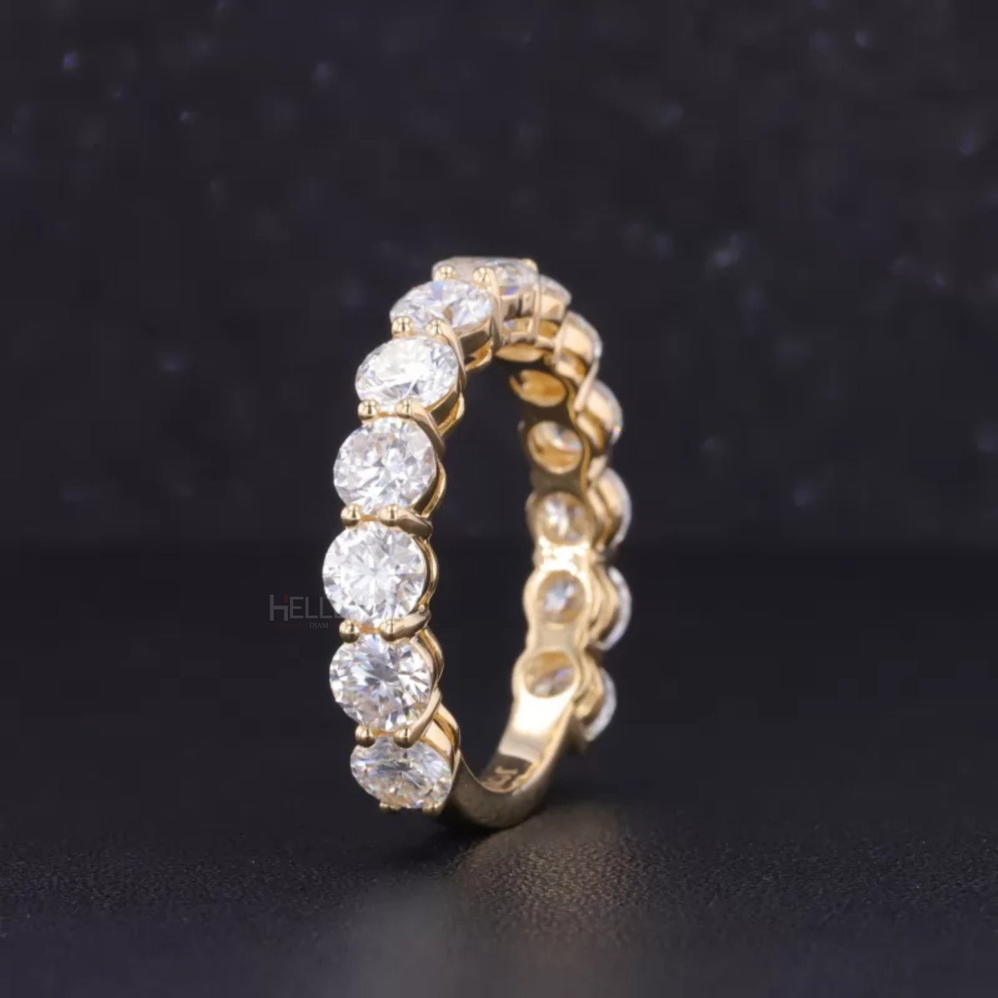Round Solitaire Ring with Stackable Half Eternity Wedding Band