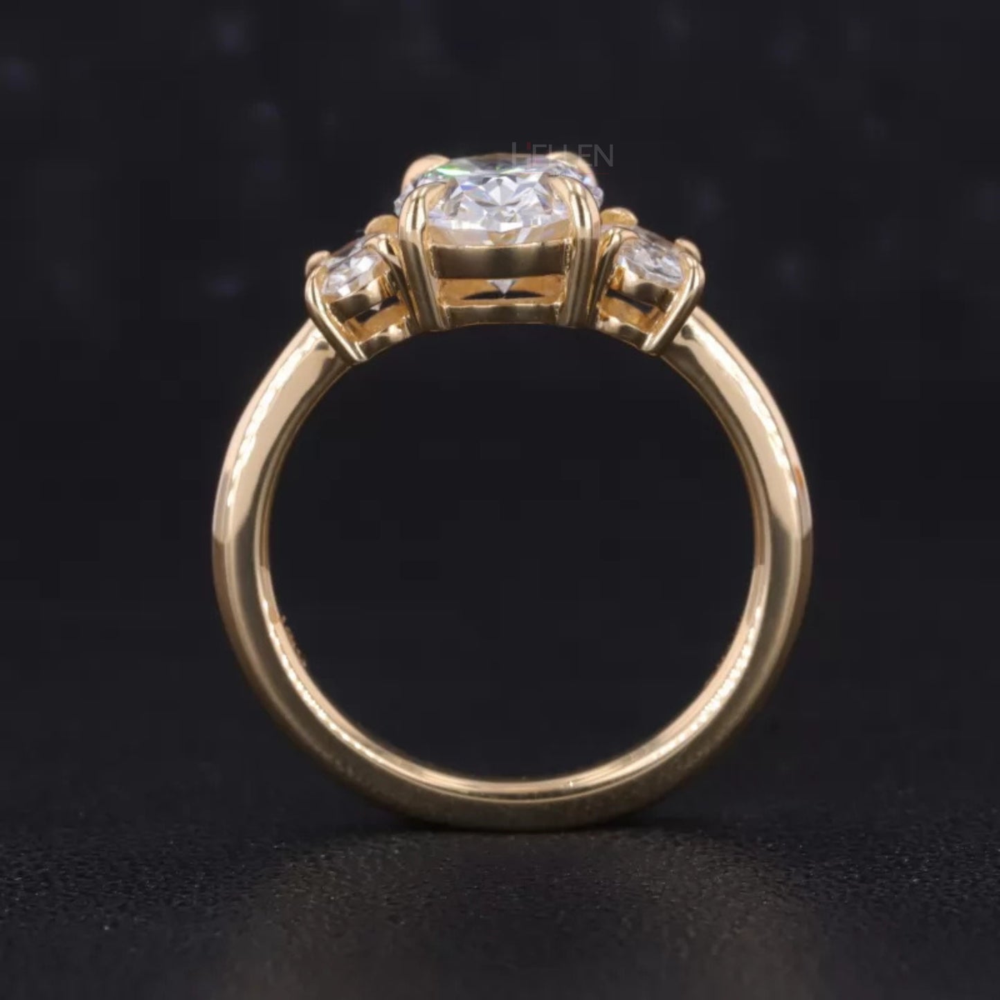 3 Stone Oval Moissanite Engagement Ring in Sterling Silver