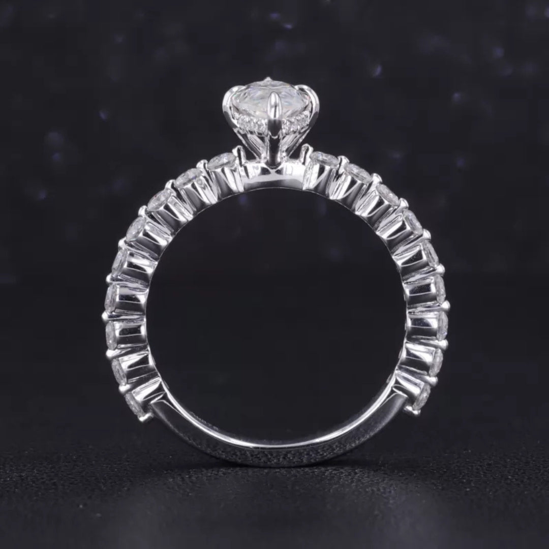 Marquise Solitaire Ring with Stackable Half-Round Eternity Band