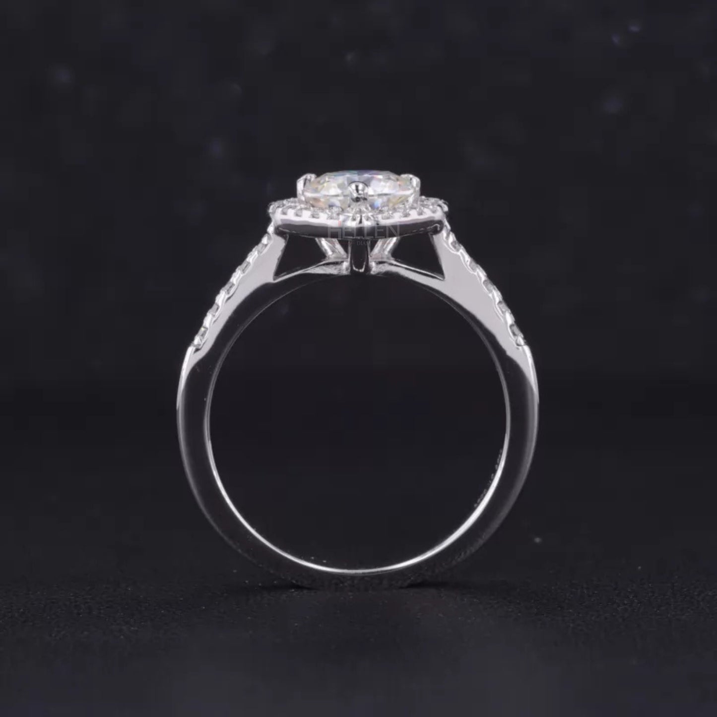 Heart Illusion Halo Round Cut Moissanite Solitaire Proposal Ring