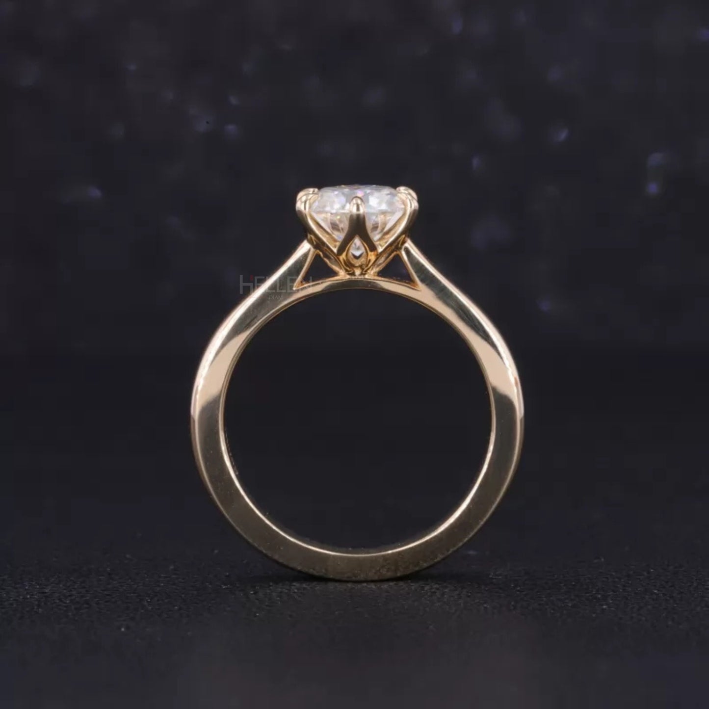 Round Solitaire Ring with Stackable Half-Round Eternity Band