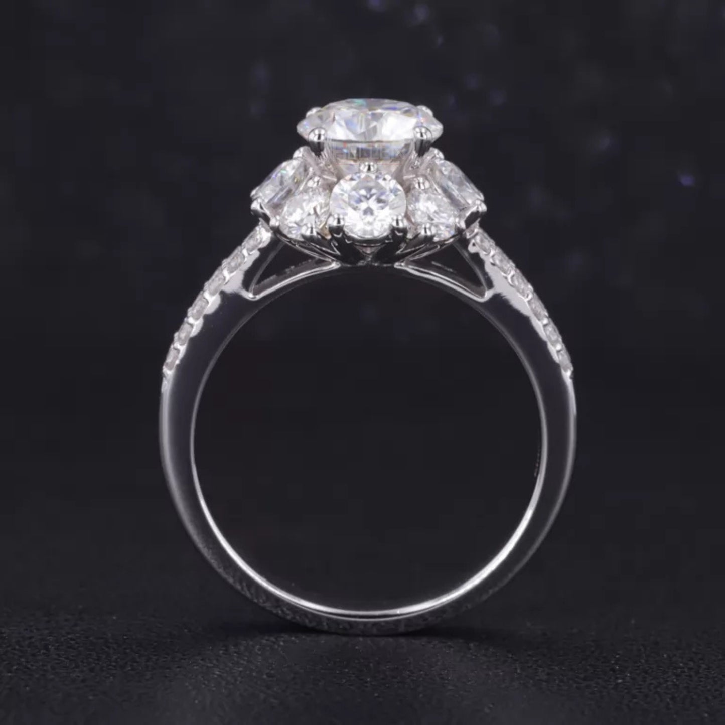 Nature-Inspired Round Cut Moissanite Halo Engagement Ring
