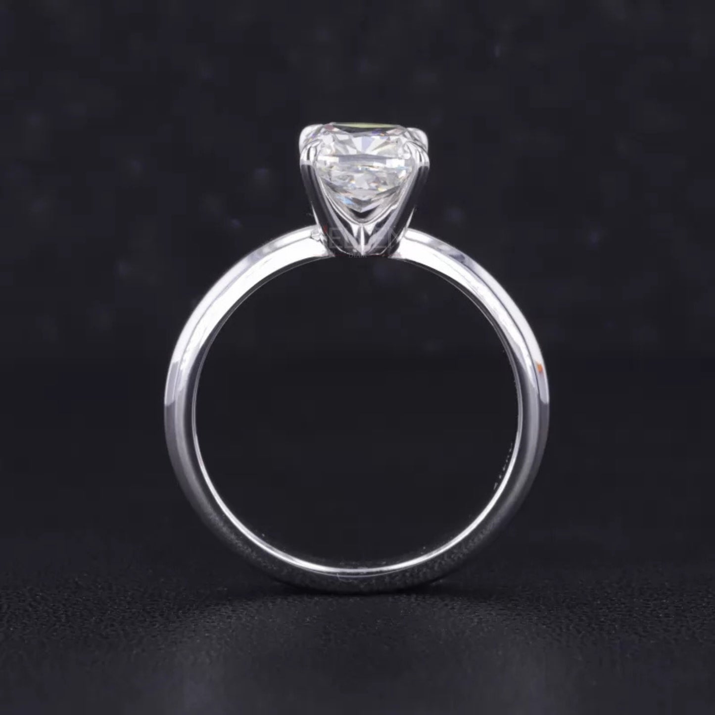 Cushion Cut Colourless Moissanite Solitaire Engagement Ring