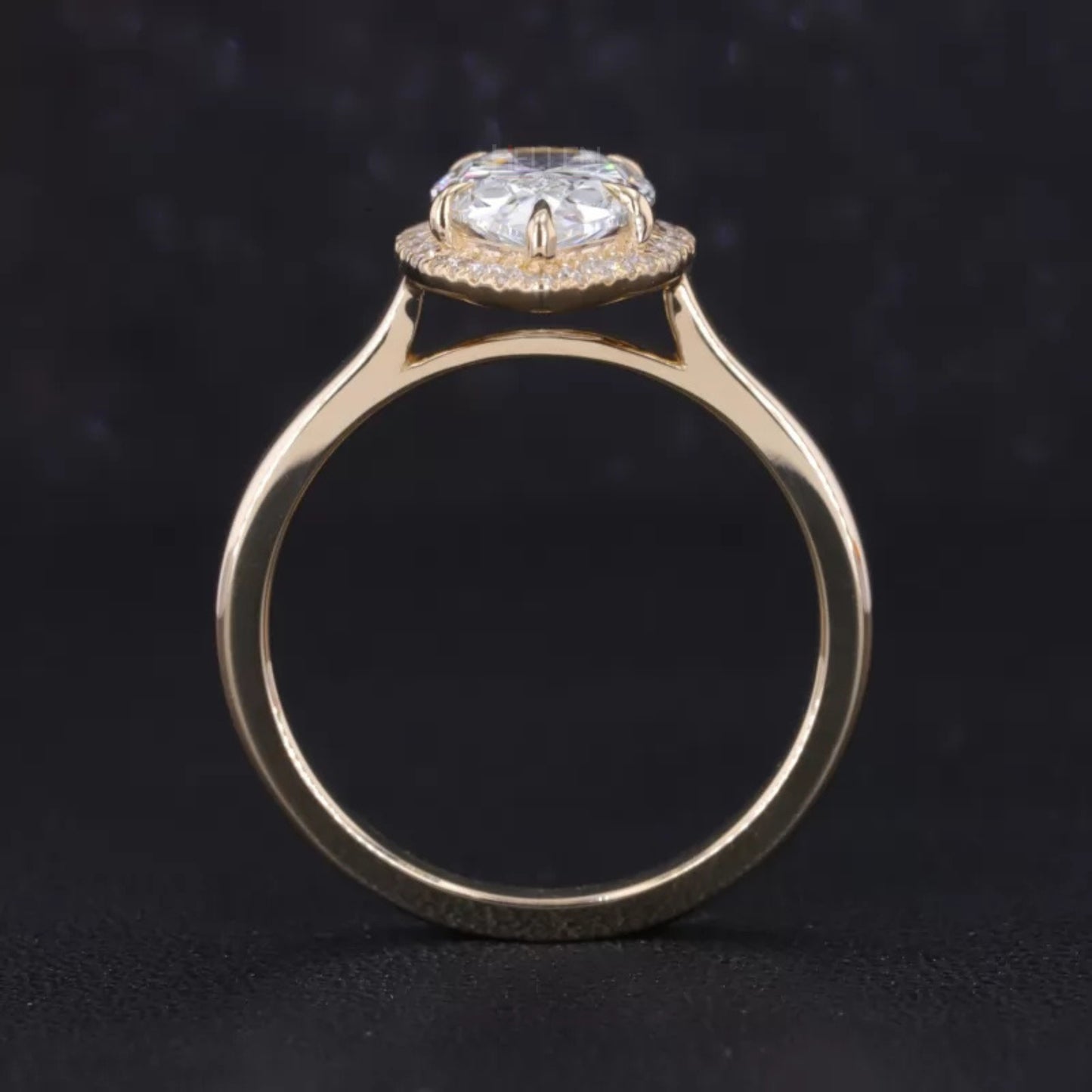 Pear Cut Halo Moissanite Engagement Ring
