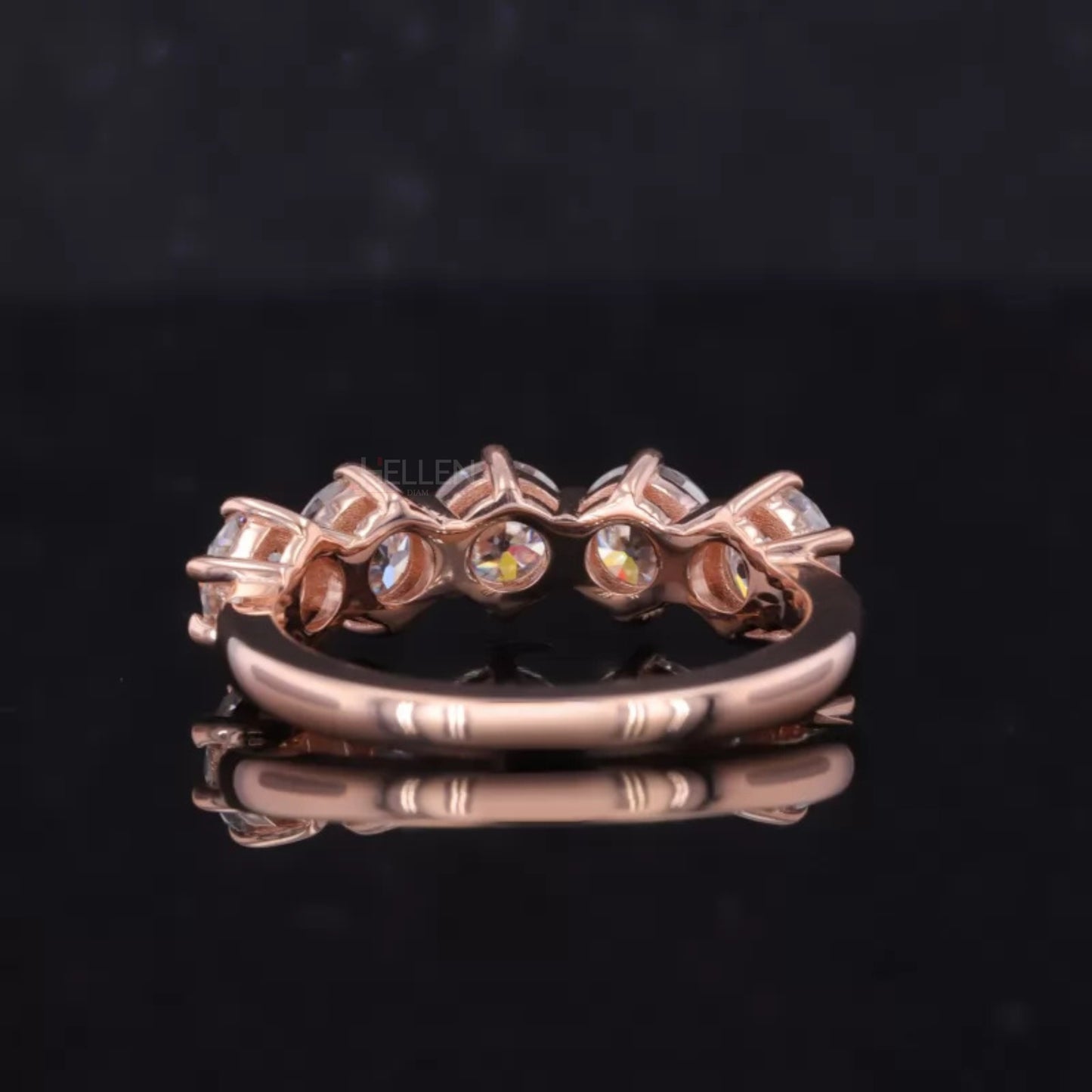Five stone Round Cut Moissanite Wedding Band