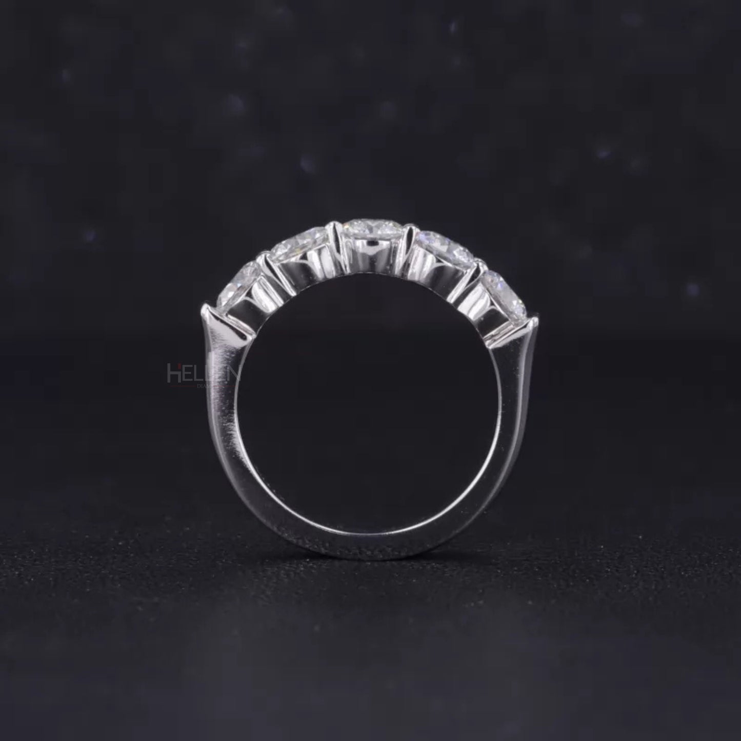 Brilliant Round Cut Five Stone Moissanite Wedding Band
