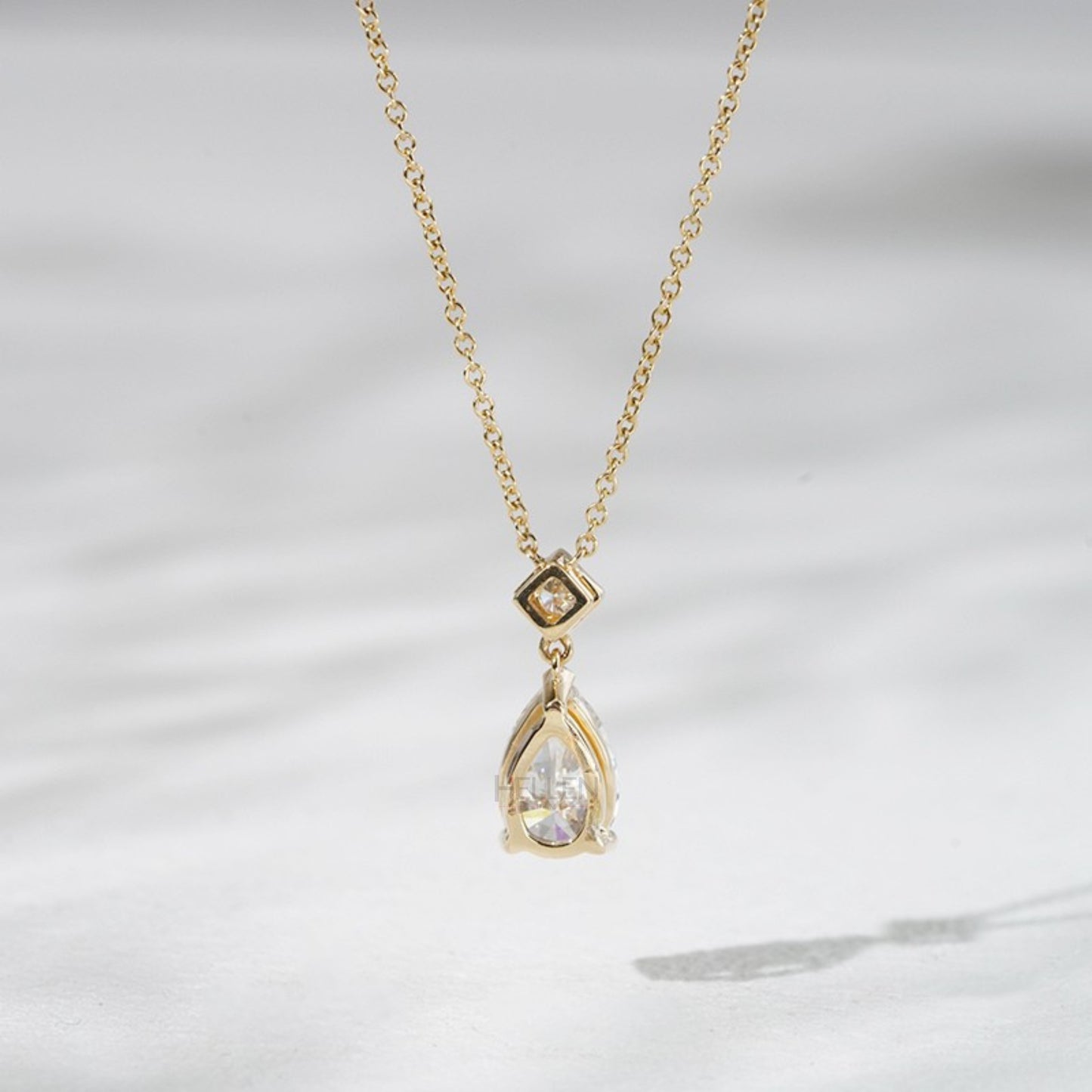Sparkling Pear Cut Moissanite Drop Necklace for Bridesmaids