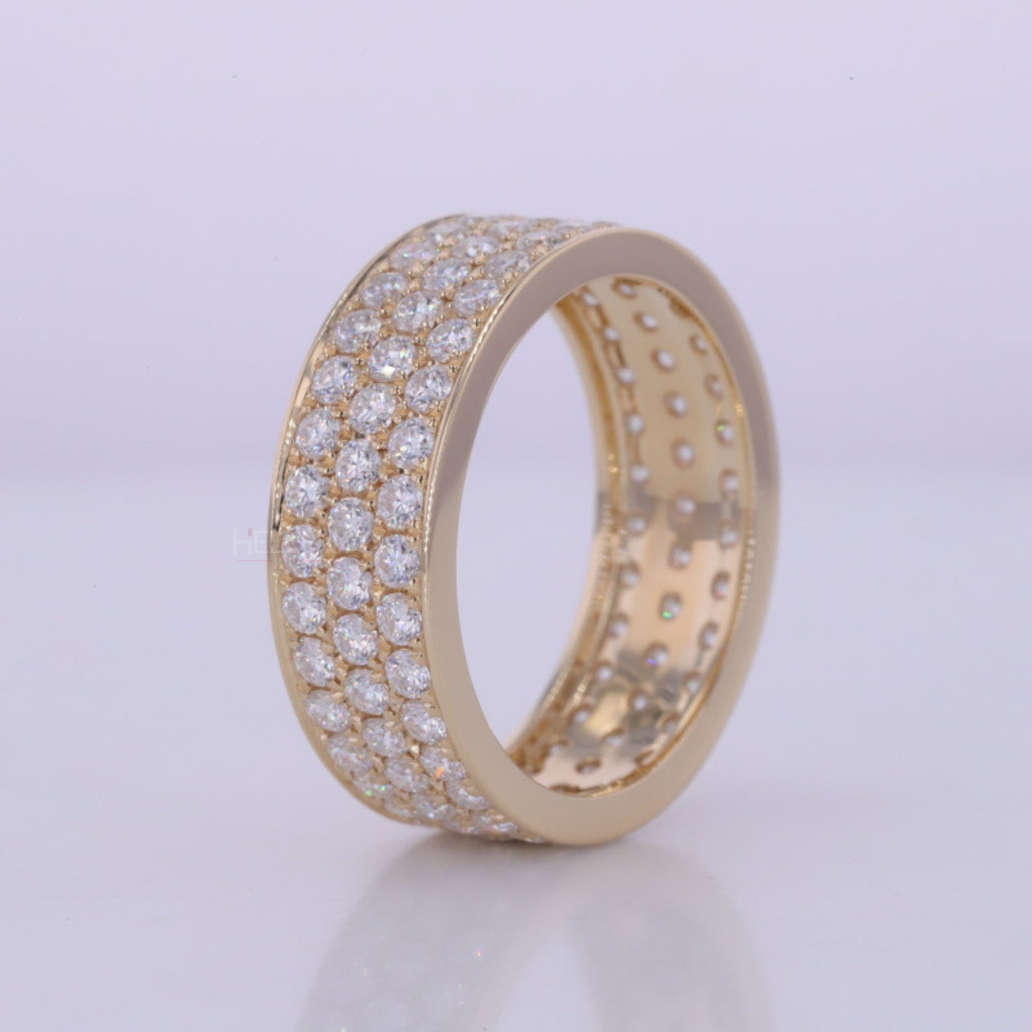 Round Cut 3 Lines Full Eternity Wedding Band