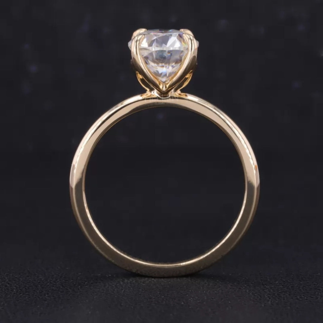 Oval Solitaire Ring with Stackable Half-Round Eternity Band