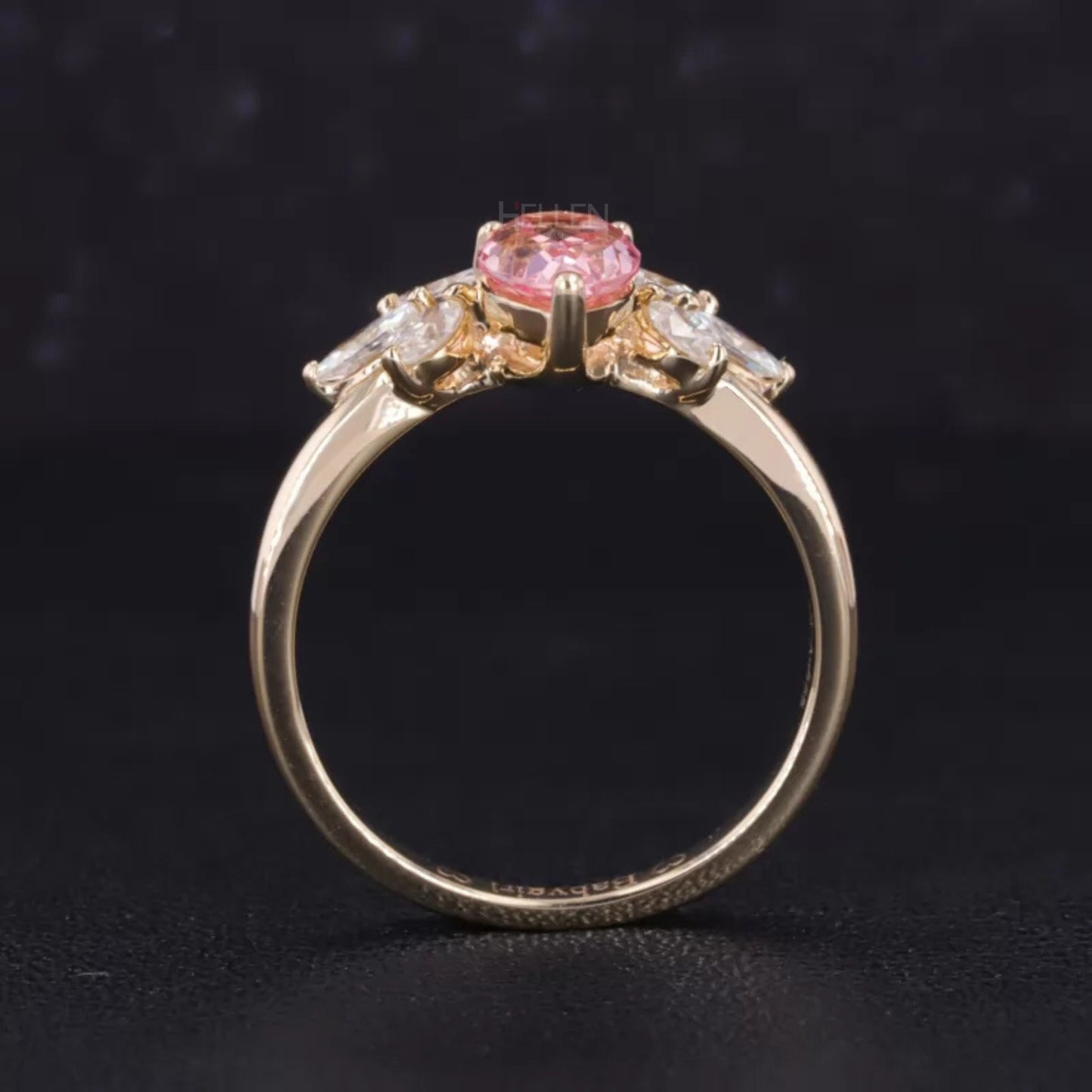Pink Sapphire Pear Cut Gemstone & Moissanite Flower Proposal Ring