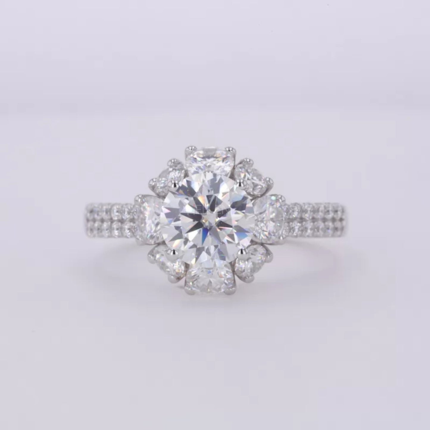 Nature-Inspired Round Cut Moissanite Halo Engagement Ring
