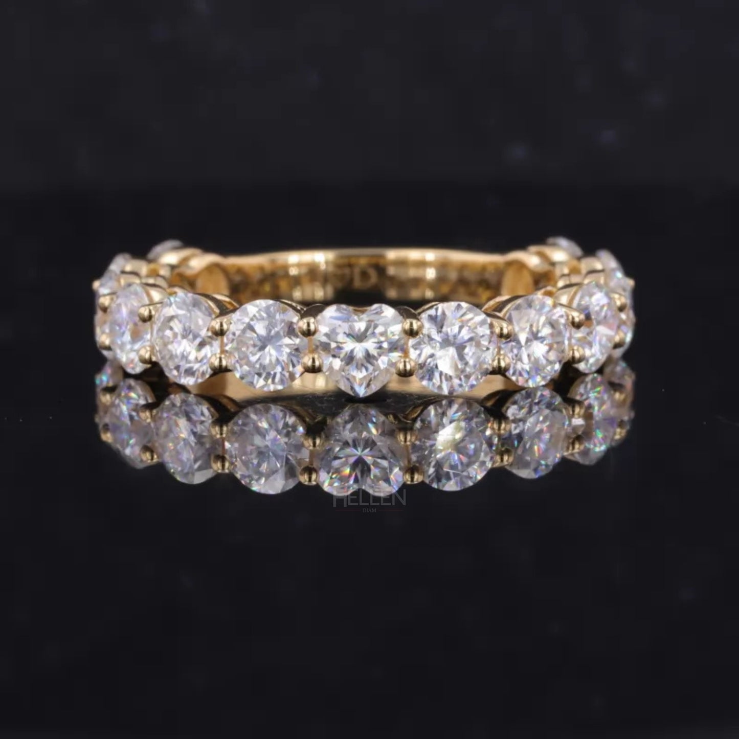 Round Solitaire Ring with Stackable Half Eternity Wedding Band