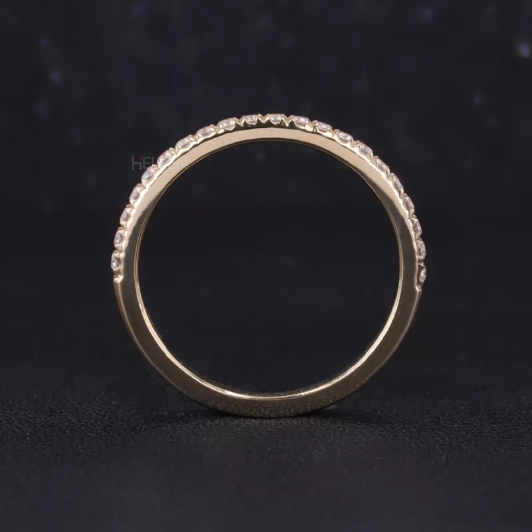 Oval Solitaire Ring with Stackable Half-Round Eternity Band
