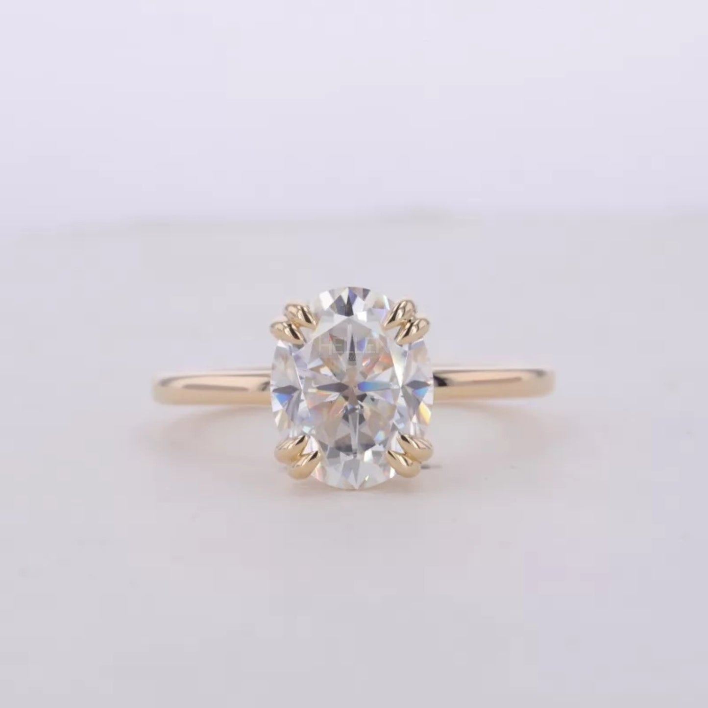 Oval Cut Moissanite Double Prong Solitaire Engagement Ring