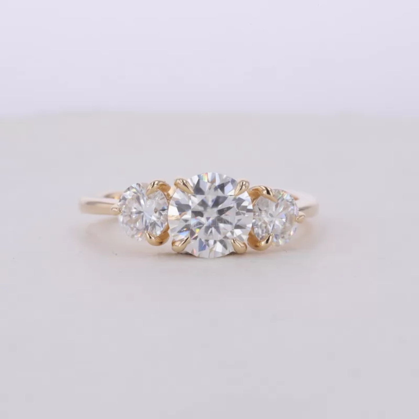 Moissanite 3 Stone Round Cut Ring