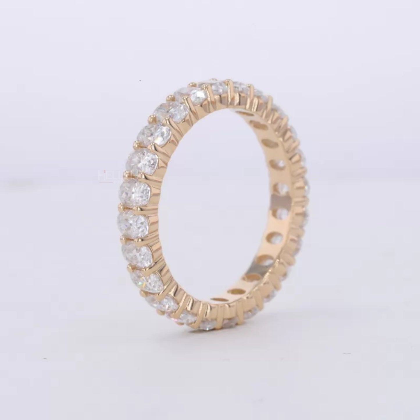 Oval Cut Full Eternity Wedding Band With strong Common Prongs