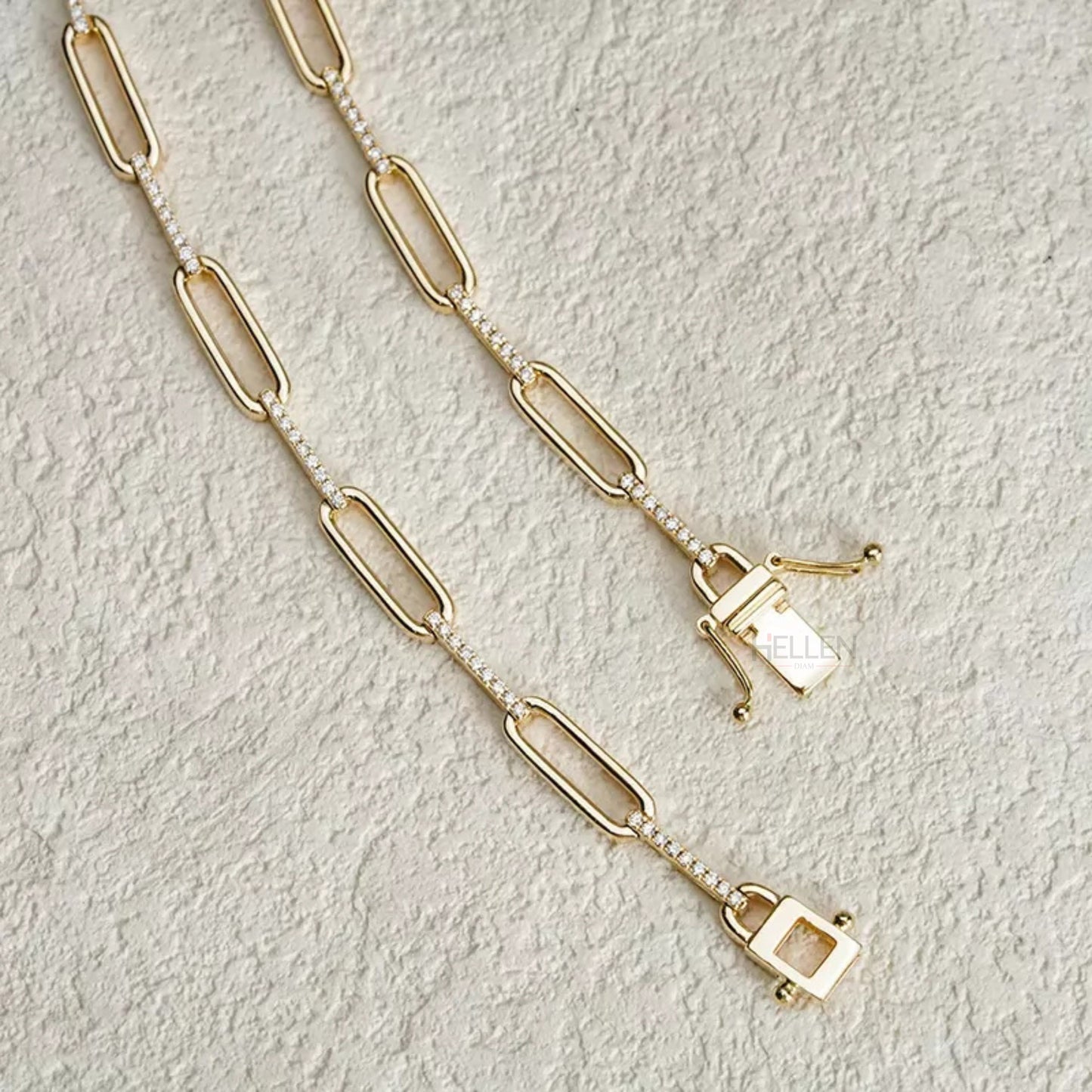 Elegant Italian Feel Linking Bracelet With Round Cut Moissanite