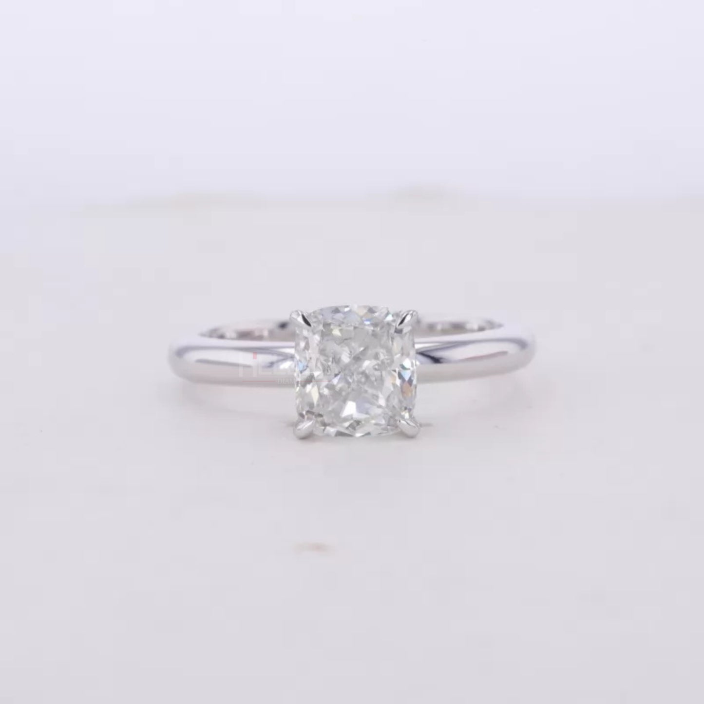 Cushion Cut Colourless Moissanite Solitaire Engagement Ring