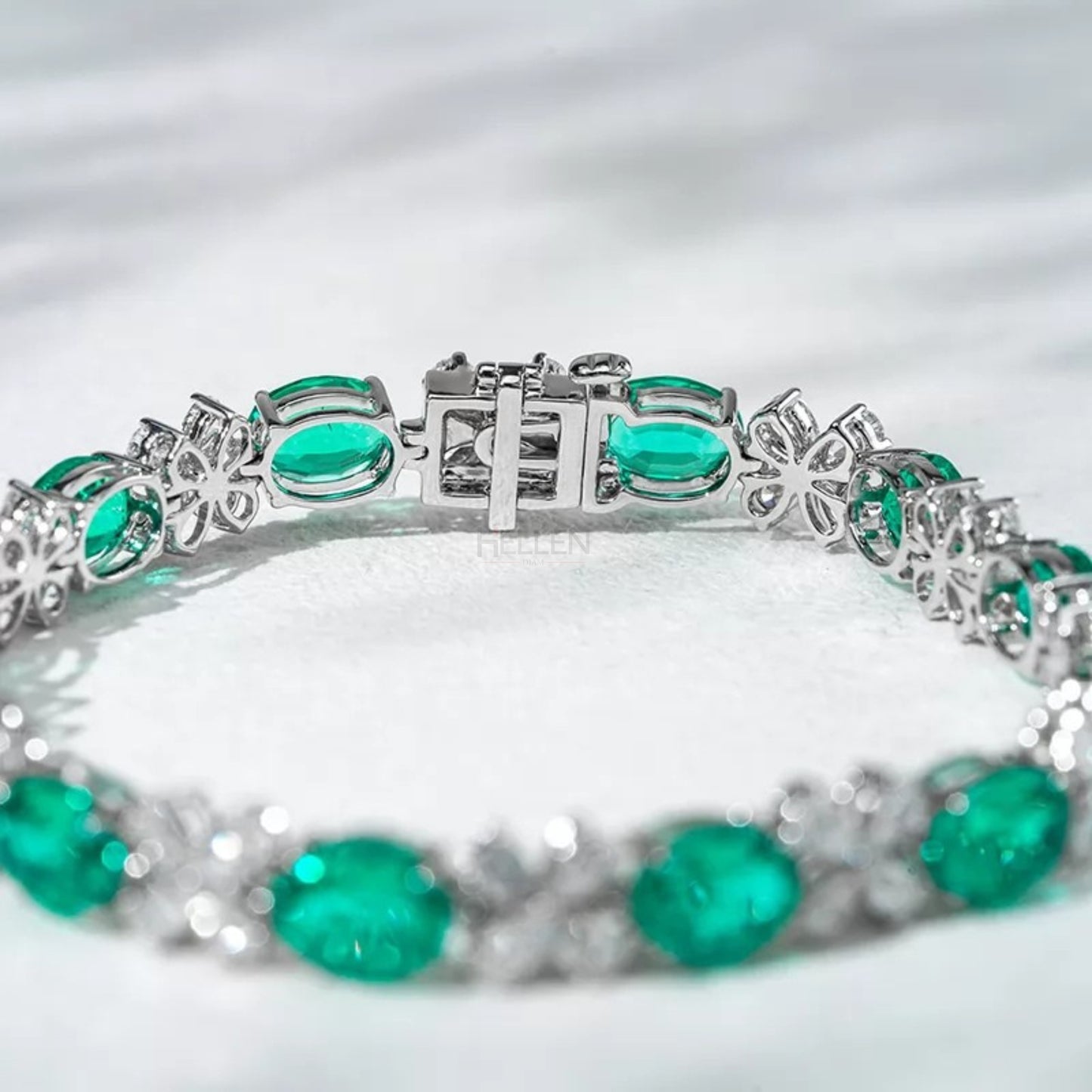 Green & Blue Oval Gemstone with Pear Moissanite Loose Bracelet