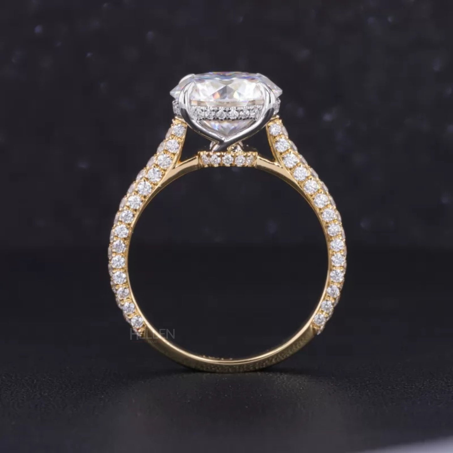 Round Solitaire Ring with Stackable Half Eternity Wedding Band